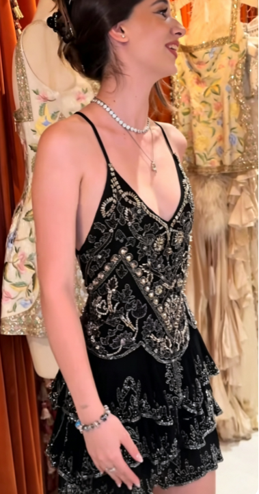 Black Short Homecoming Dress Sheath Sequins Birthday Dress DP07503