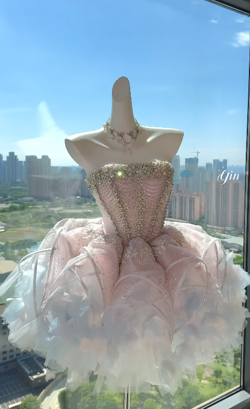Pink Strapless Short Homecoming Dress A-Line Tulle Birthday Dress DP07507