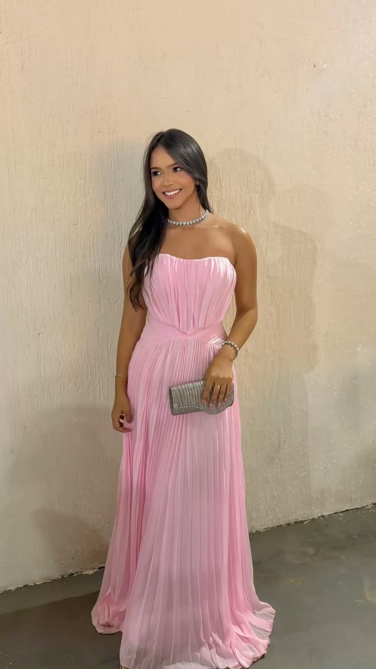 Pink Prom Dress Sheath Chiffon Long Evening Dress DP07519