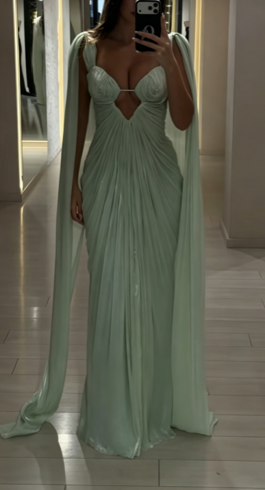 Green Prom Dress Sheath Chiffon Long Evening Dress DP07521