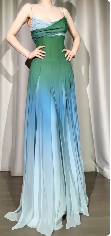 Green Prom Dress Sheath Chiffon Long Evening Dress  DP07525