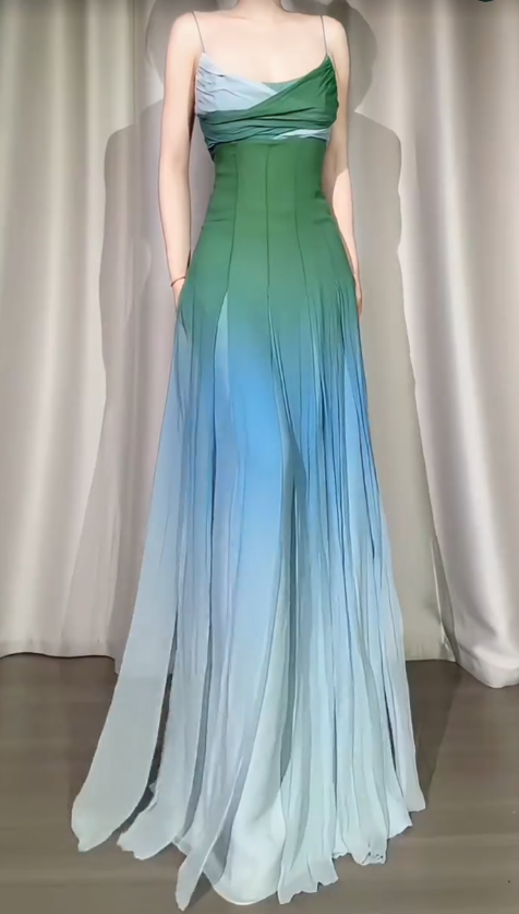 Green Prom Dress Sheath Chiffon Long Evening Dress  DP07525