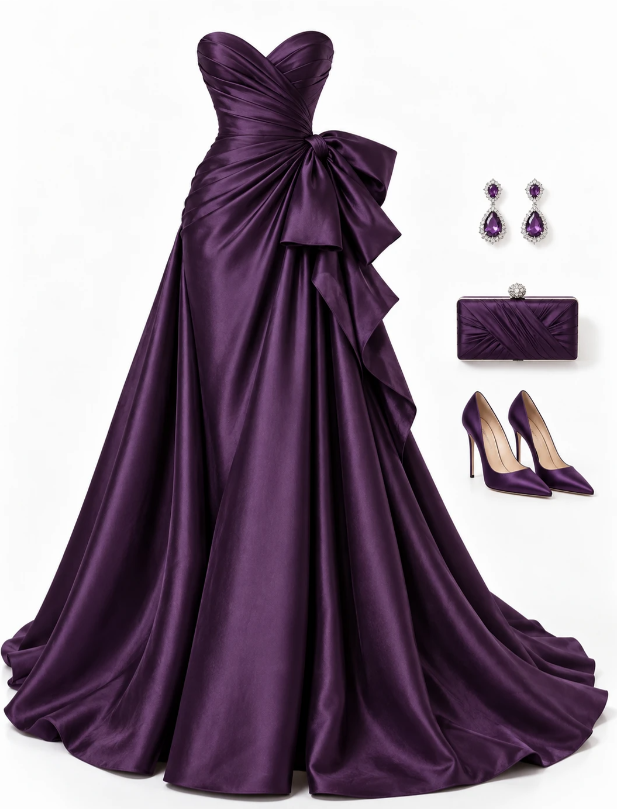 Dark Purple Prom Dress Sheath Satin Long Evening Dress DP07536