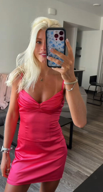 Fashion Hot Pink Short Homecoming Dress Sheath Satin Birthday Party Dress DP07590