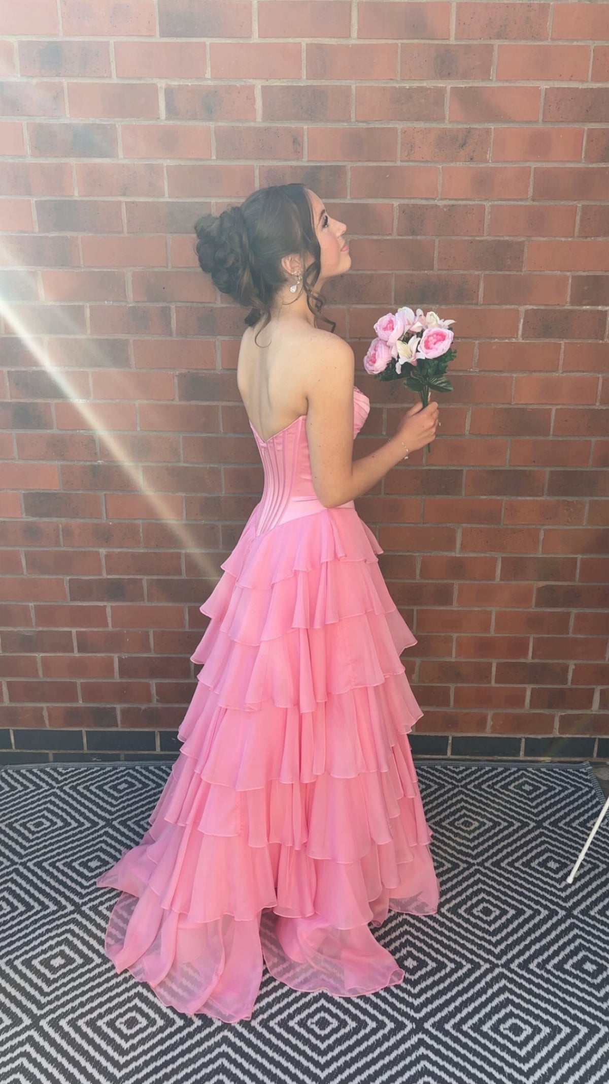 Elegant Pink Prom Dress A-Line Chiffon Long Evening Dress DP07597
