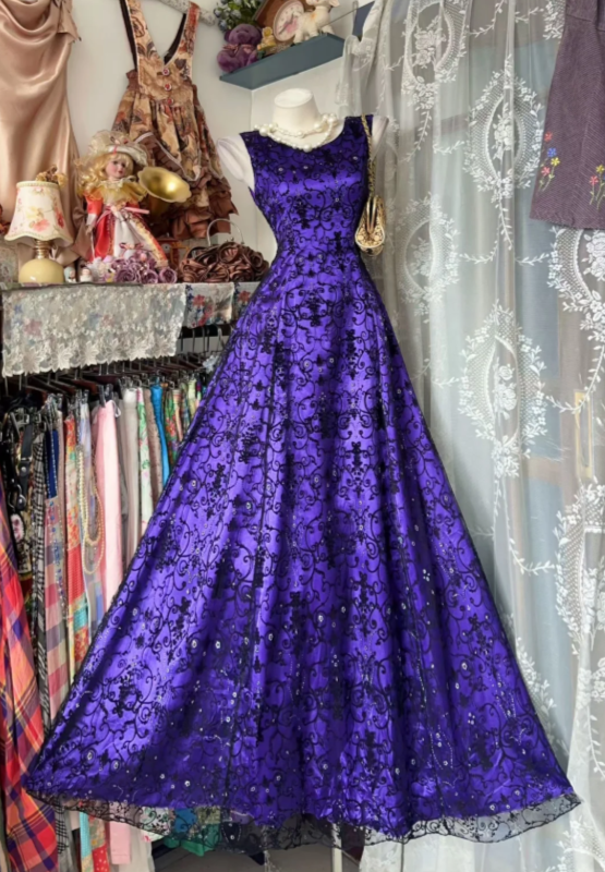Elegant Purple Prom Dress A-Line Tulle Long Evening Dress DP07607