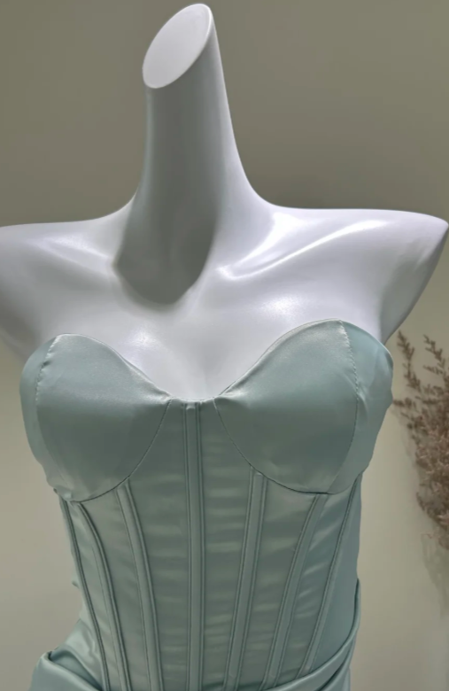 Vintage Dusty Green Prom Dress Sheath Satin Long Evening Dress  DP07629
