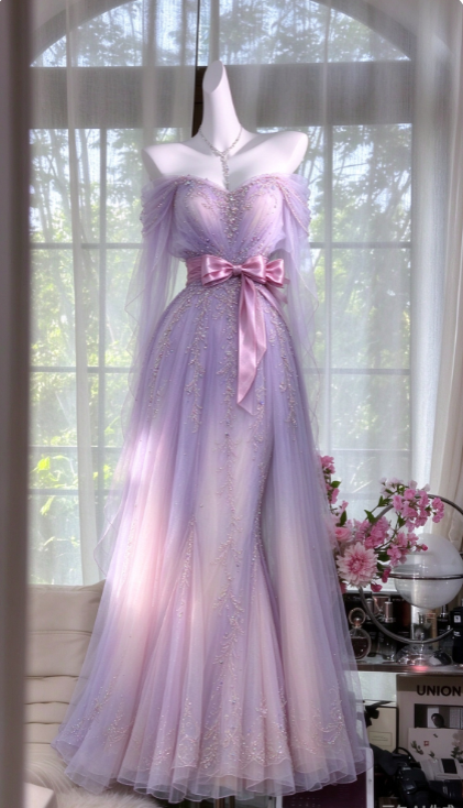 Chic Lilac Prom Dress A-Line Tulle Long Evening Dress  DP07631