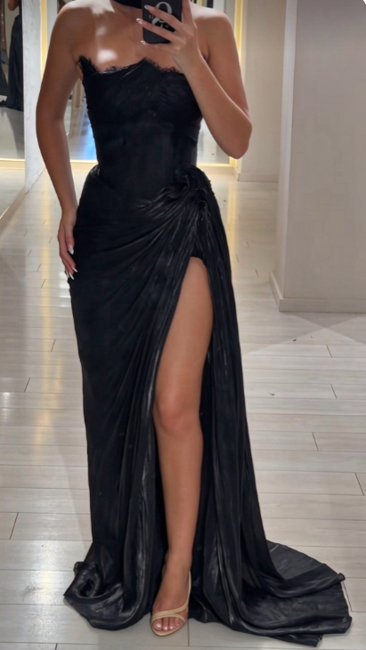 Chic Black Prom Dress Sheath Chiffon Long Evening Dress DP07646