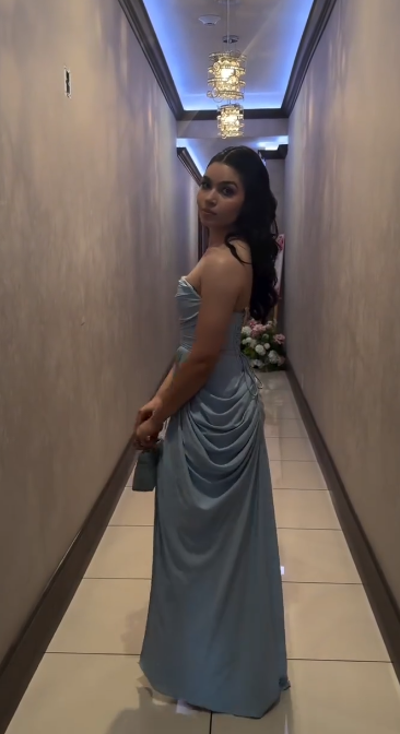 Chic Blue Prom Dress Sheath Chiffon Long Evening Dress DP07647