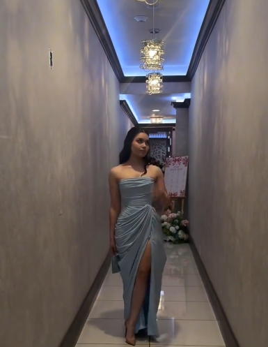 Chic Blue Prom Dress Sheath Chiffon Long Evening Dress DP07647