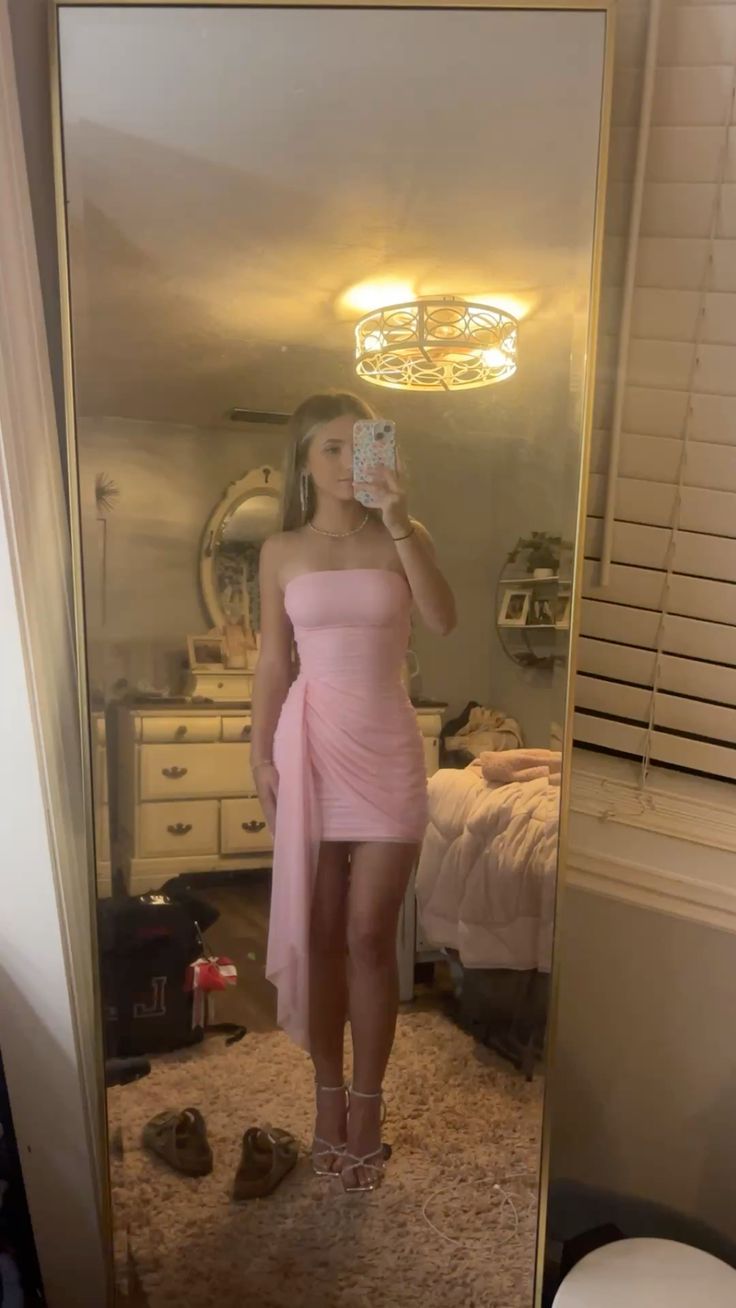 Pretty Pink Short Homecoming Dress Chiffon Sheath Birthday Dress DP07666