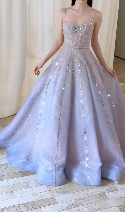 Chic Light Purple Prom Dress A-Line Tulle Long Evening Dress DP07677