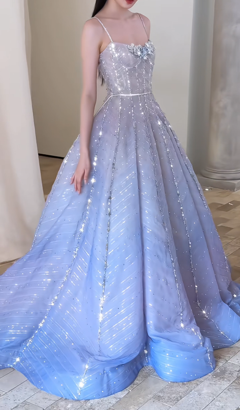 Chic Light Purple Prom Dress A-Line Tulle Long Evening Dress DP07677