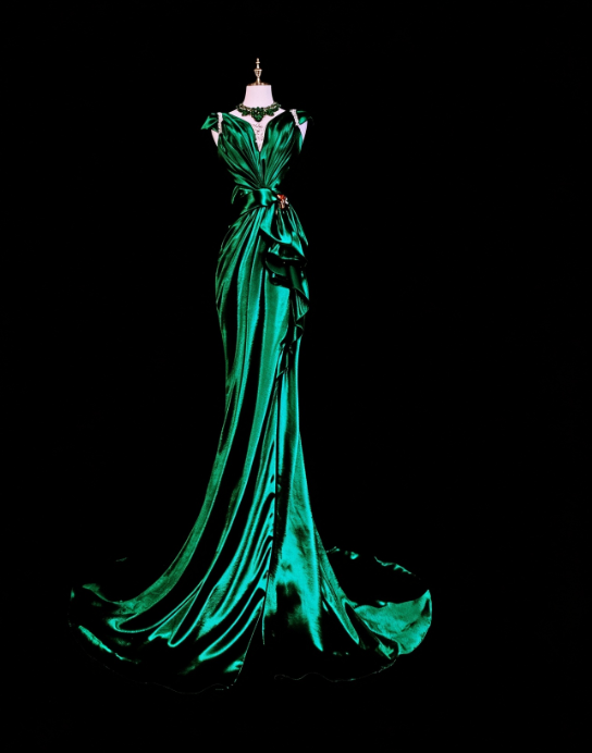 Chic Dark Green Prom Dress Sheath Satin Long Evening Dress DP07686