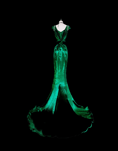 Chic Dark Green Prom Dress Sheath Satin Long Evening Dress DP07686