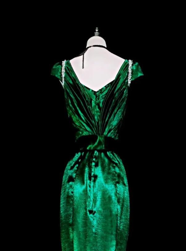 Chic Dark Green Prom Dress Sheath Satin Long Evening Dress DP07686