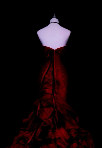 Chic Red Prom Dress Mermaid Satin Long Evening Dress DP07687