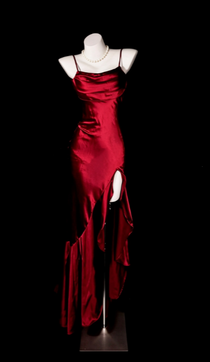 Chic Burgundy Prom Dress A-Line Satin Long Evening Dress DP07696