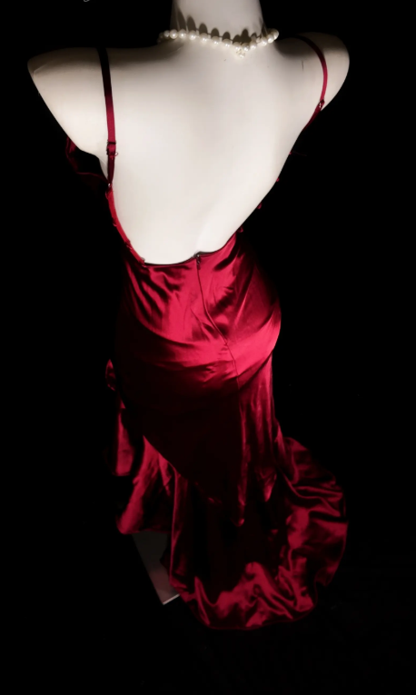 Chic Burgundy Prom Dress A-Line Satin Long Evening Dress DP07696