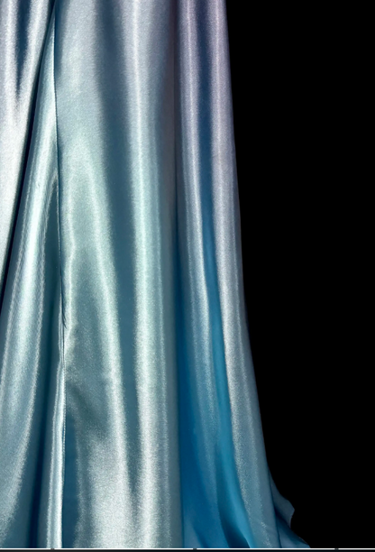Chic Blue Prom Dress Sheath Satin Long Evening Dress DP07699