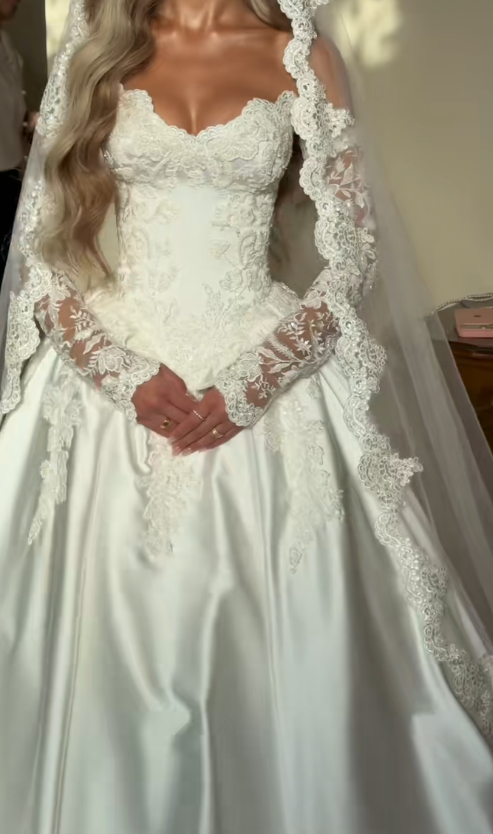 Classy White Bridal Dress A-Line Wedding Dress Satin Bridal Gown DP07715
