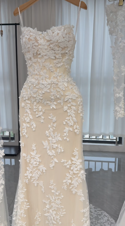 Classy White Bridal Dress Sheath Wedding Dress Lace Bridal Gown DP07720