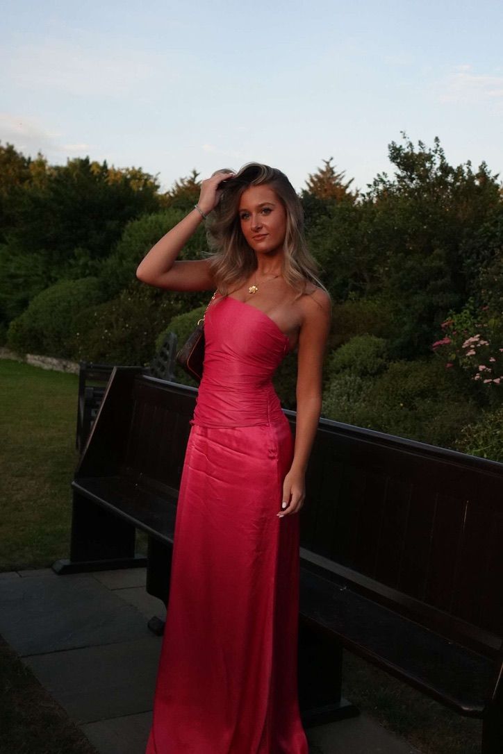Chic Red Prom Dress Sheath Satin Long Evening Dress DP07723
