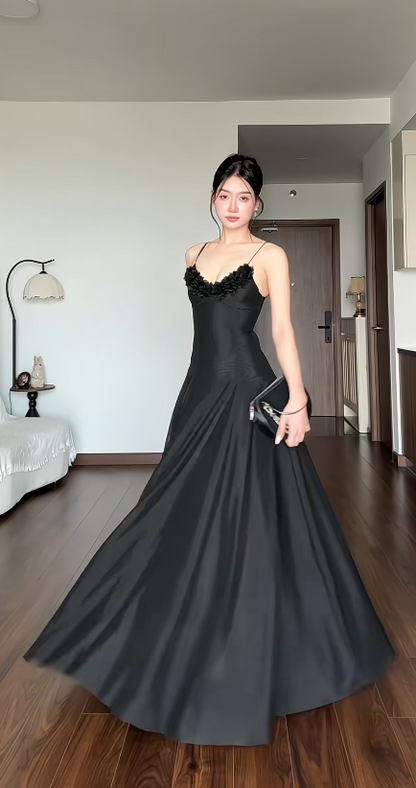 Chic Black Prom Dress Sheath Chiffon Long Evening Dress DP07741