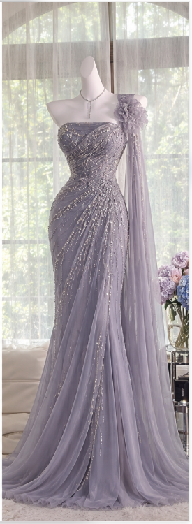 Chic Purple Prom Dress Sheath Chiffon Long Evening Dress DP07745