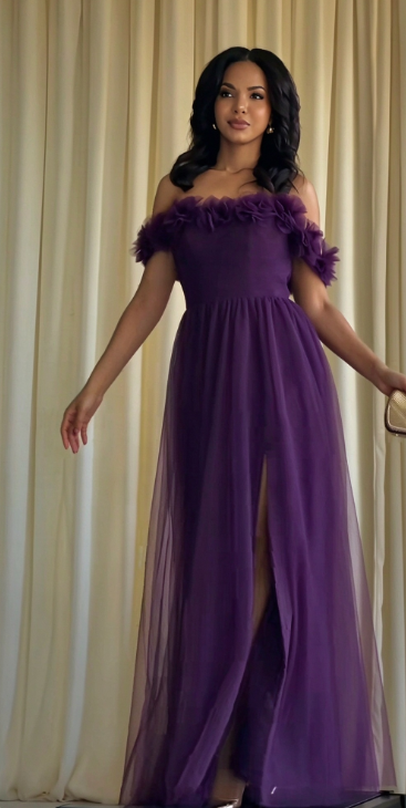 Chic Purple Prom Dress A-Line Chiffon Long Evening Dress DP07748