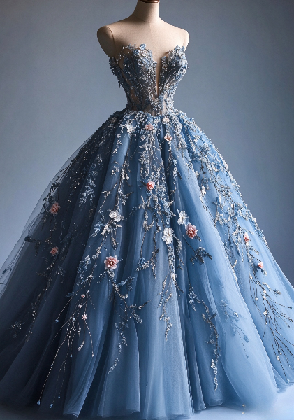 Chic Blue Prom Dress A-Line Satin Long Evening Dress DP07751
