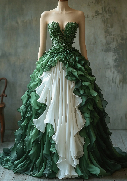 Gorgeous Green Sweet 16 Dress A-Line Chiffon Prom Dress DP07753