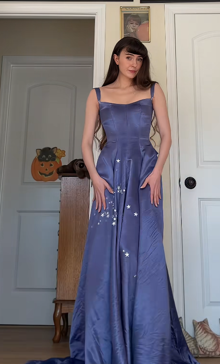 Gorgeous Blue-Purple Prom Dress A-Line Satin Long Evening Dress DP07756