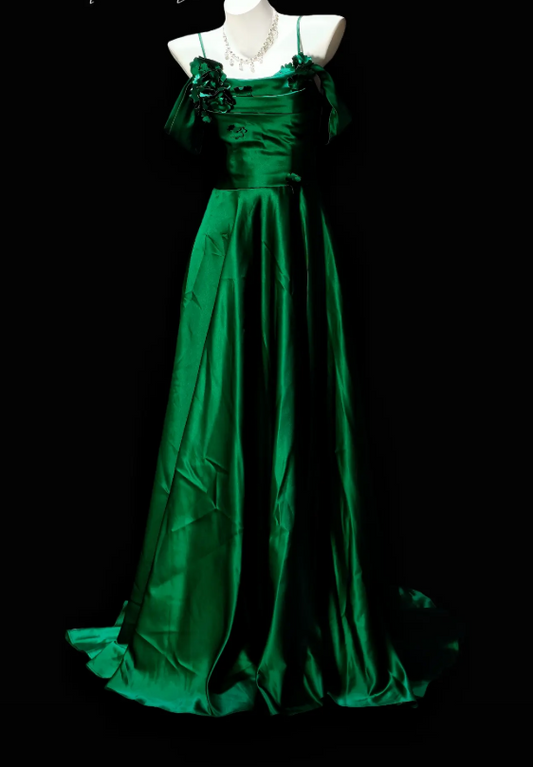 Gorgeous Green Prom Dress A-Line Satin Long Evening Dress DP07750