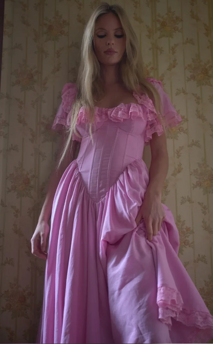 Gorgeous Pink Prom Dress A-Line Chiffon Long Evening Dress DP07758