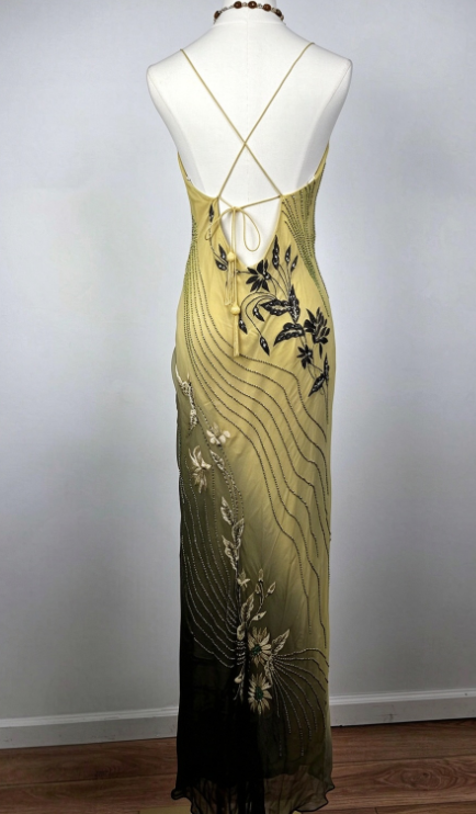 Gorgeous Yellow Prom Dress Sheath Chiffon Beaded Long Evening Dress DP07770