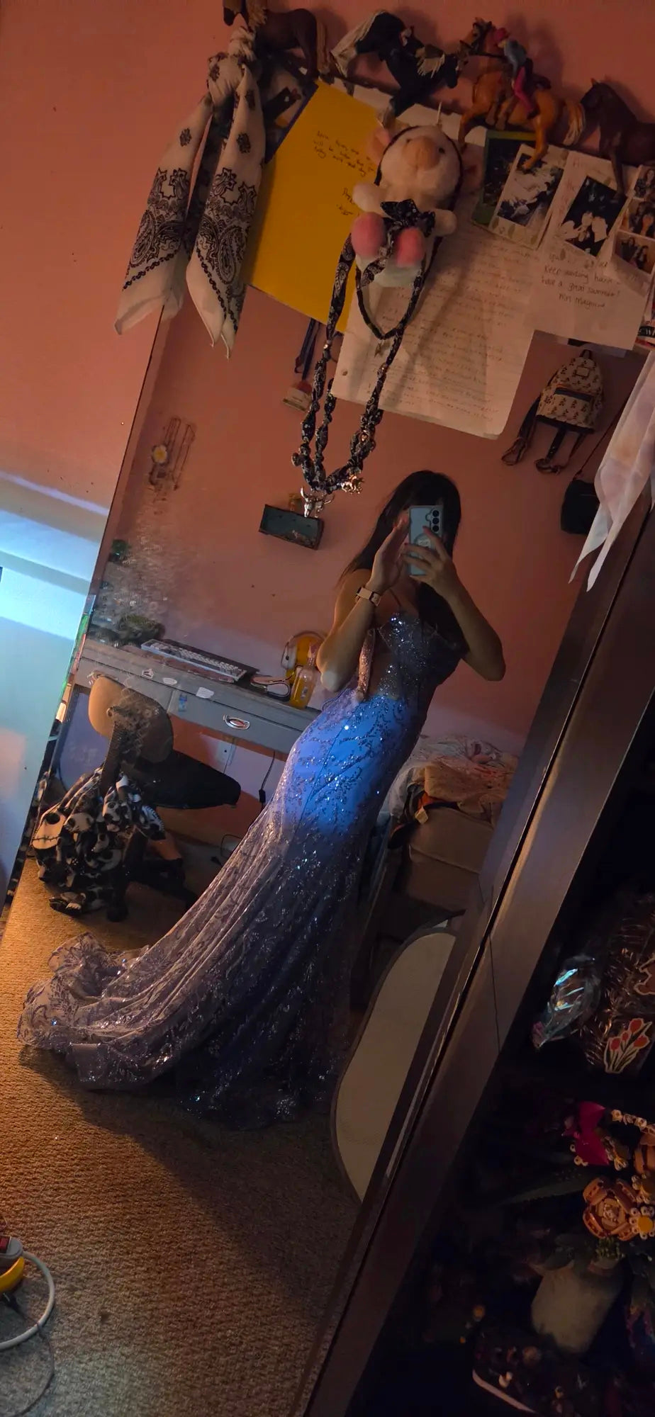 Gorgeous Purple Prom Dress Sheath Tulle Sequins Long Evening Dress DP07771