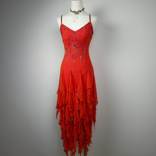 Gorgeous Red Prom Dress Sheath Chiffon Long Evening Dress DP07781