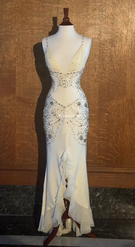 Gorgeous Ivory Prom Dress Sheath Chiffon Long Evening Dress DP07782