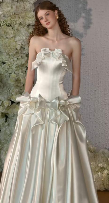 Gorgeous White Bridal Dress A-Line Satin Wedding Dress DP07783
