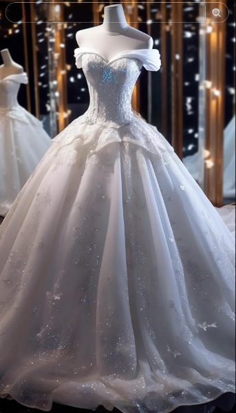 Gorgeous White Bridal Dress A-Line Tulle Wedding Dress DP07789