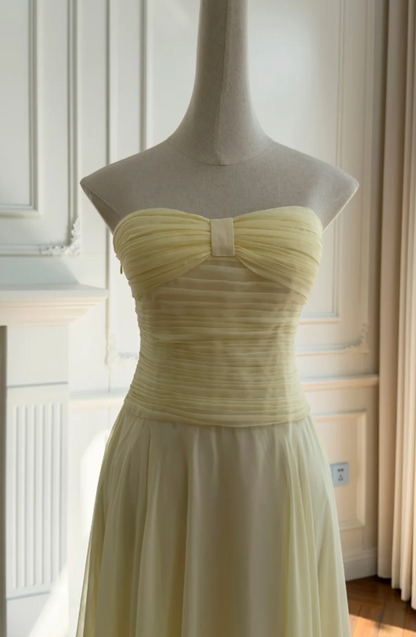 Glam Yellow Prom Dress Sheath Chiffon Long Evening Dress DP07805