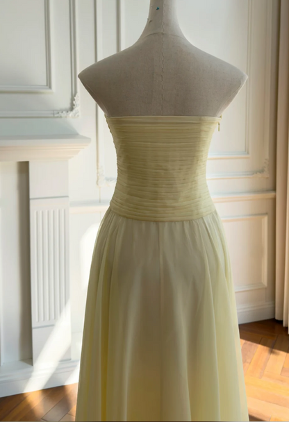 Glam Yellow Prom Dress Sheath Chiffon Long Evening Dress DP07805