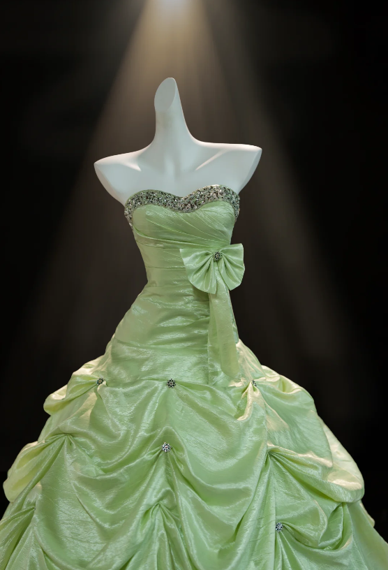 Glam Green Prom Dress A-Line Satin Long Evening Dress DP07809