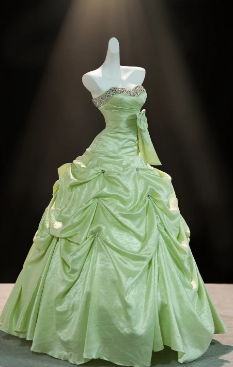 Glam Green Prom Dress A-Line Satin Long Evening Dress DP07809