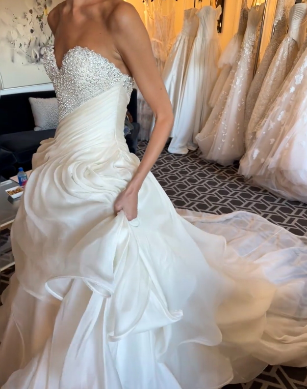 Eternal Strapless Sheath Wedding Dress White Tulle Bridal Dress DP07828