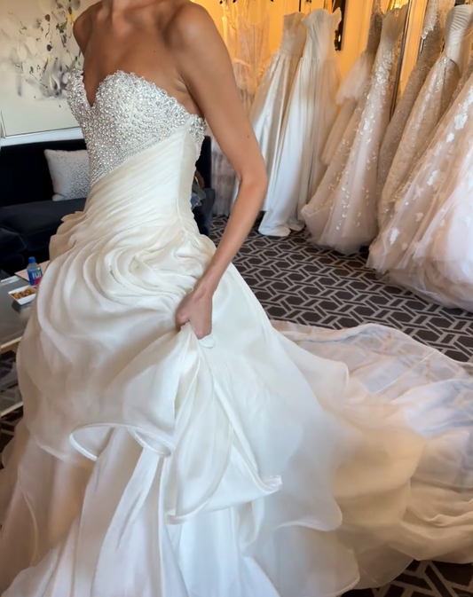 Eternal Strapless Sheath Wedding Dress White Tulle Bridal Dress DP07828