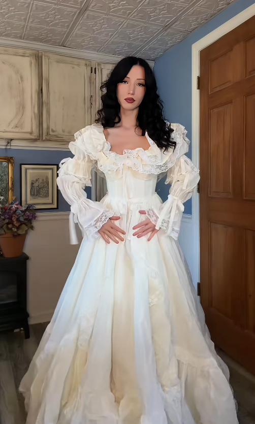 Eternal A-Line Wedding Dress White Satin Bridal Dress DP07837