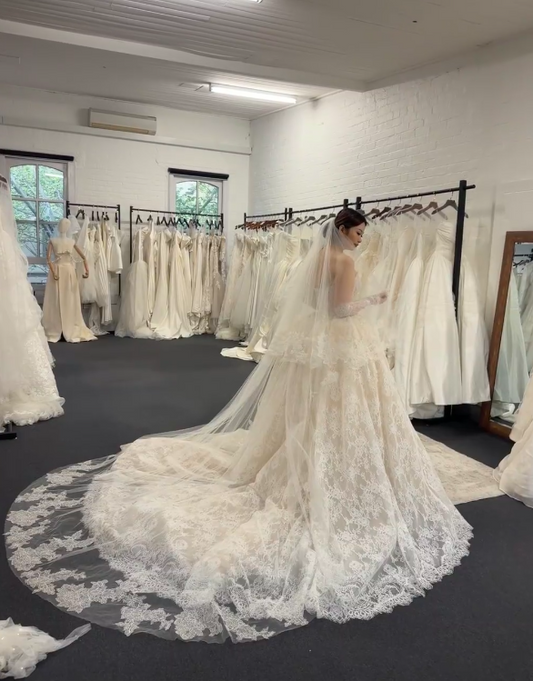 Eternal Strapless A-Line Wedding Dress White Lace Bridal Dress DP07839